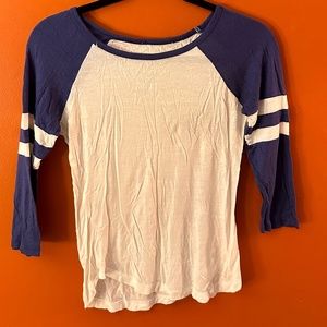 Blue and White Baseball T shirt S